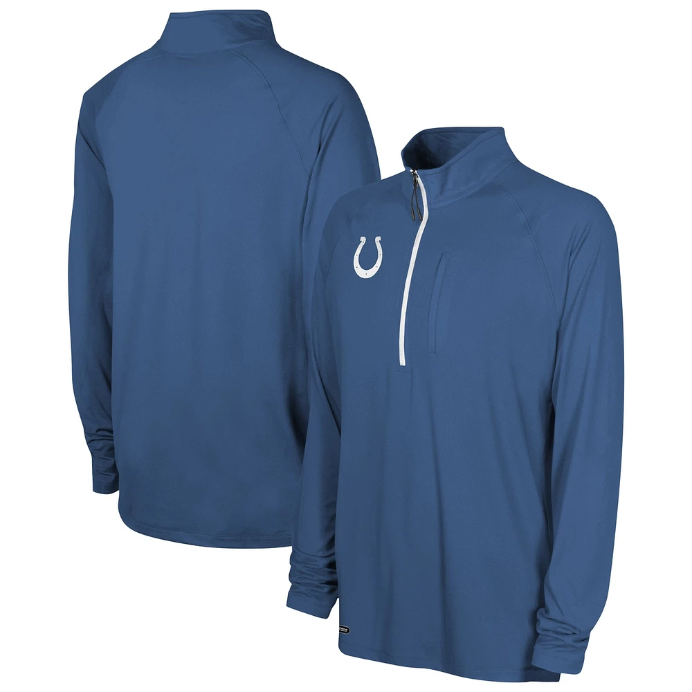 Men's Royal Indianapolis Colts Combine Authentic Raglan Quarter-Zip Top