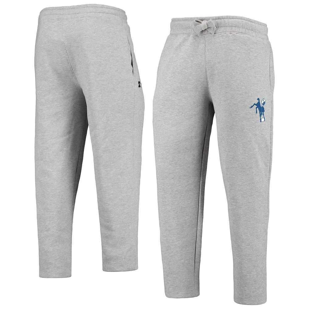 Pantalon de jogging Starter Heathered Grey pour homme Indianapolis Colts Team Throwback Option Run