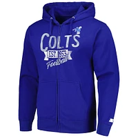 Sweat à capuche entièrement zippé Starter Royal Indianapolis Colts Gridiron Classics pour hommes après-saison