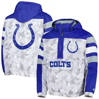 Men's Starter White/Royal New York Giants Thursday Night Lights Half-Zip  Hoodie Jacket