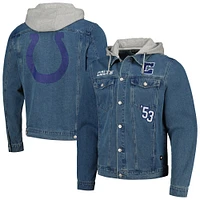 Veste en jean à capuche et boutons complets pour hommes The Wild Collective Indianapolis Colts