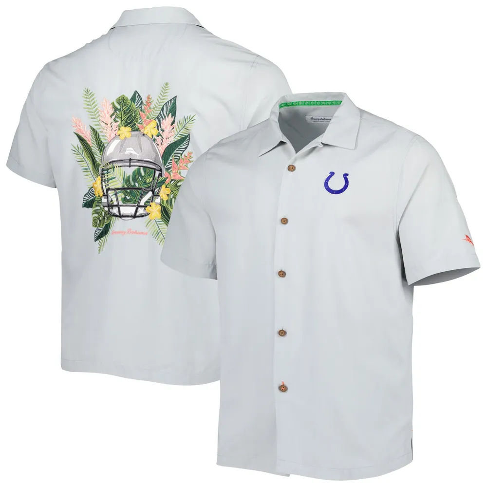 Lids Indianapolis Colts Tommy Bahama Coconut Point Frondly Fan Camp  IslandZone Button-Up Shirt - Gray