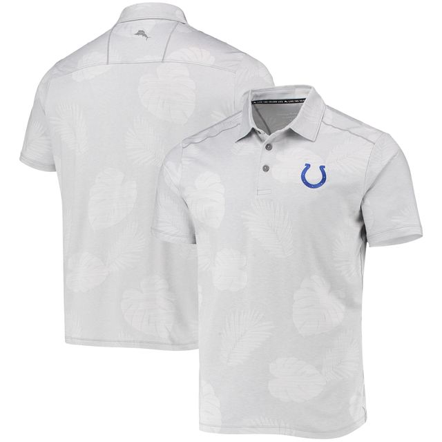 Polo Tommy Bahama Indianapolis Colts Palm Coast Delray Frond Allover IslandZone gris pour homme