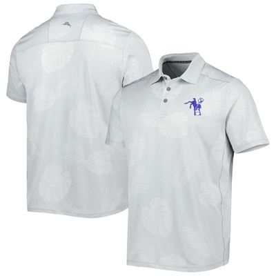 Men's Tommy Bahama Gray Indianapolis Colts Throwback Delray Frond IslandZone Polo