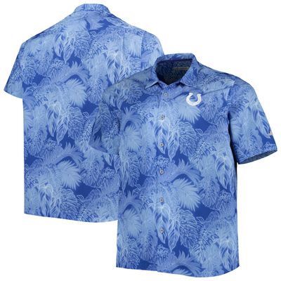 Men's Tommy Bahama Royal Indianapolis Colts Big & Tall Coast Luminescent Fronds Camp IslandZone Button-Up Shirt