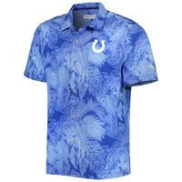 Men's Tommy Bahama Royal Indianapolis Colts Coast Luminescent Fronds Camp IslandZone Button-Up Shirt