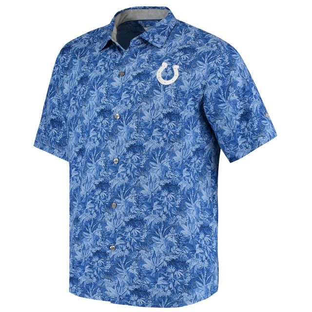 Chemise boutonnée Tommy Bahama Royal Indianapolis Colts Sport Jungle Shade Camp pour homme