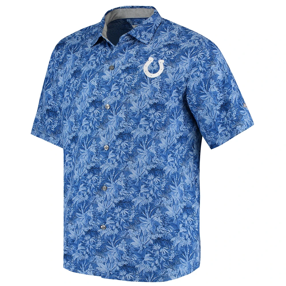 Men's Tommy Bahama Royal Indianapolis Colts Sport Jungle Shade Camp Button-Down Shirt