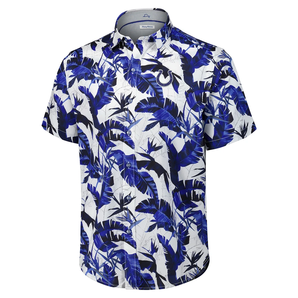 Men's Tommy Bahama Royal Indianapolis Colts Sunnyvale Blooms Camp Button-Up Shirt