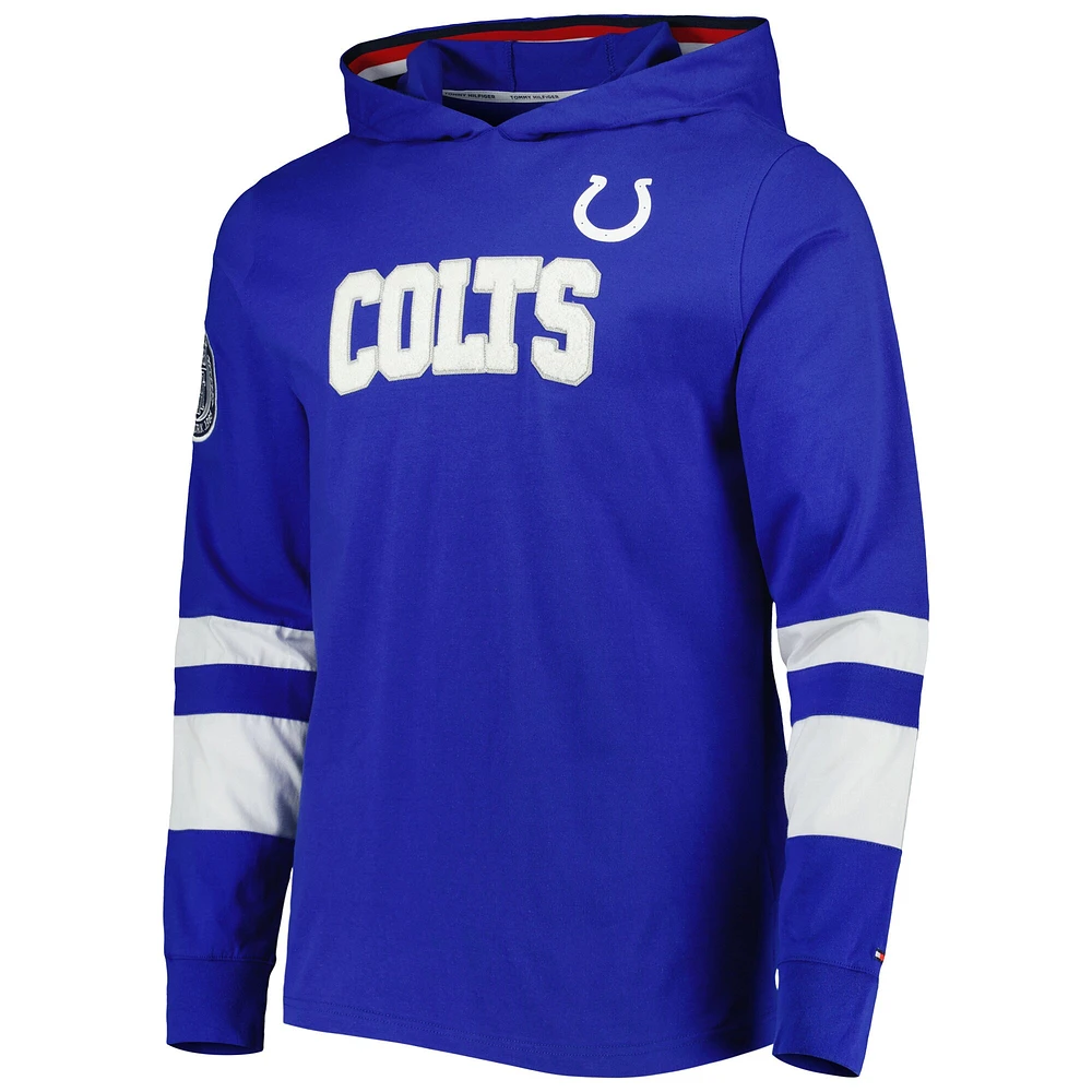 T-shirt à capuche manches longues Alex Tommy Hilfiger Indianapolis Colts Royal/Blanc pour homme