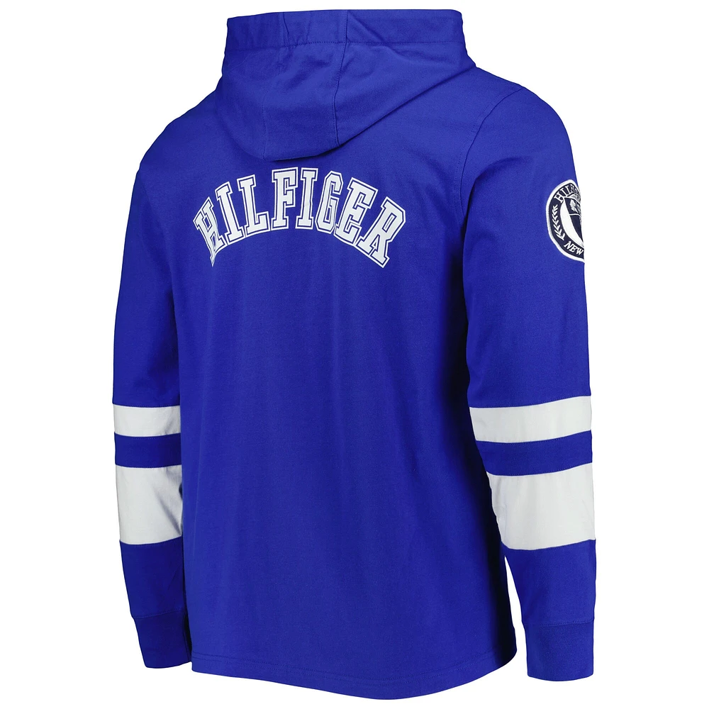 T-shirt à capuche manches longues Alex Tommy Hilfiger Indianapolis Colts Royal/Blanc pour homme