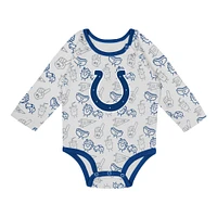 Ensemble 3 pièces avec body à manches longues, pantalon et bonnet en tricot revers Little Champ pour nouveau-nés nourrissons des Indianapolis Colts