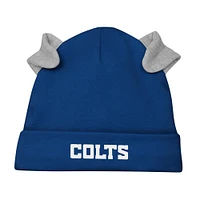 Ensemble 3 pièces avec body à manches longues, pantalon et bonnet en tricot revers Little Champ pour nouveau-nés nourrissons des Indianapolis Colts