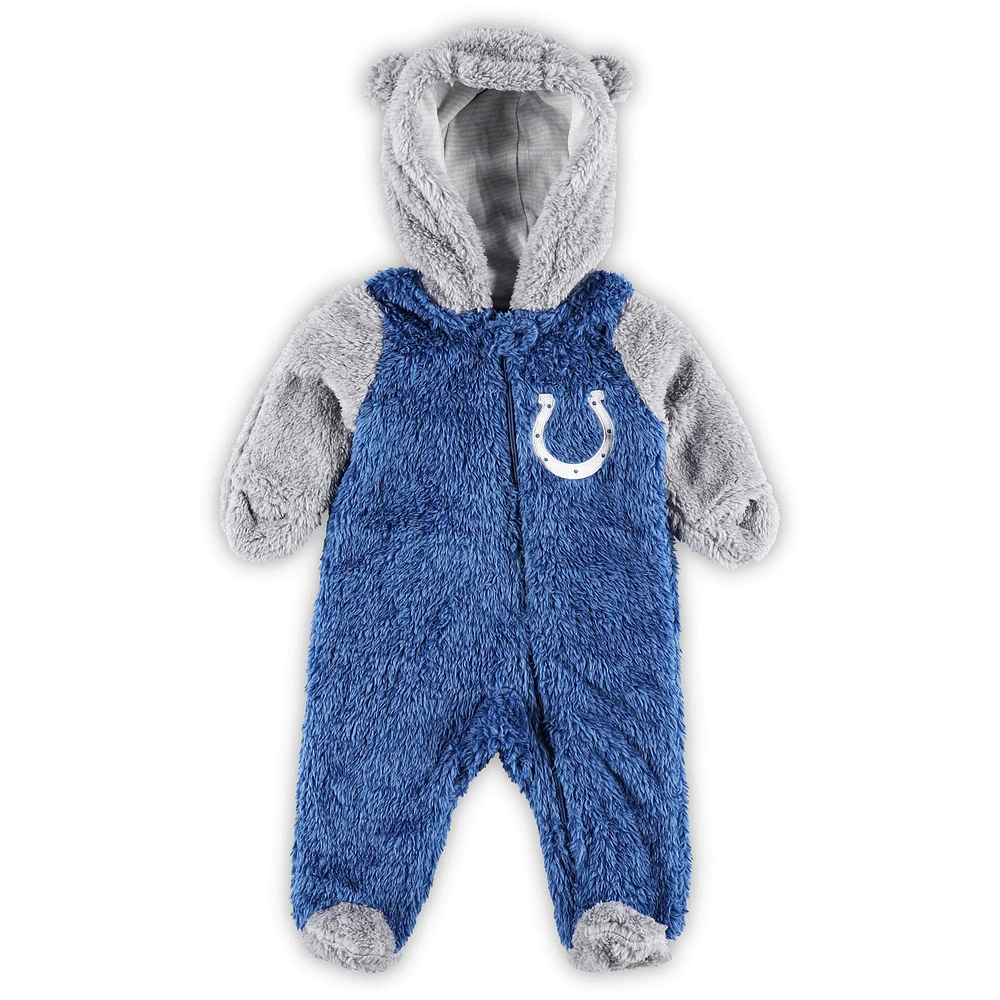 Dormeuse à fermeture éclair complète en polaire pour nouveau-né et nourrisson des Indianapolis Colts Game Nap Teddy Bunting