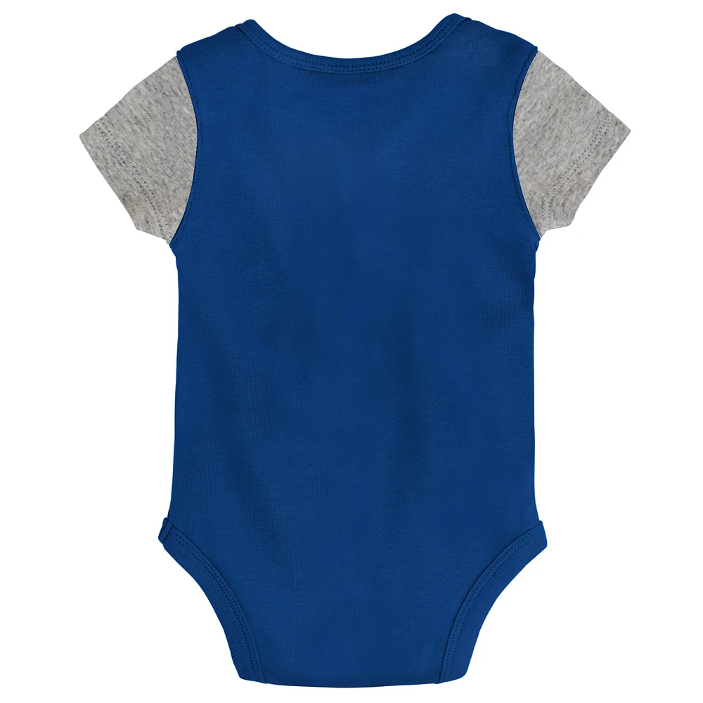 Ensemble bavoir et chaussons trois pièces Indianapolis Colts Little Champ pour nouveau-né bébé Royal/Gris