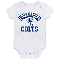 Newborn & Infant Royal/White/Heather Gray Indianapolis Colts Three-Pack Eat, Sleep Drool Retro Bodysuit Set