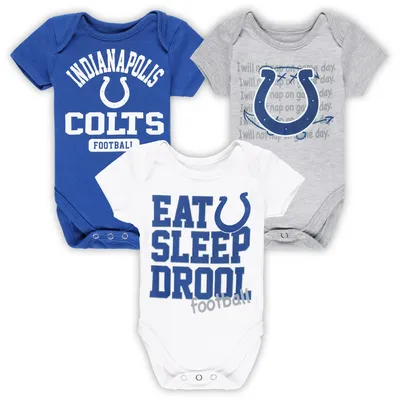 Indianapolis Colts Newborn & Infant Eat, Sleep, Drool Football Three-Piece Bodysuit Set - Royal/White