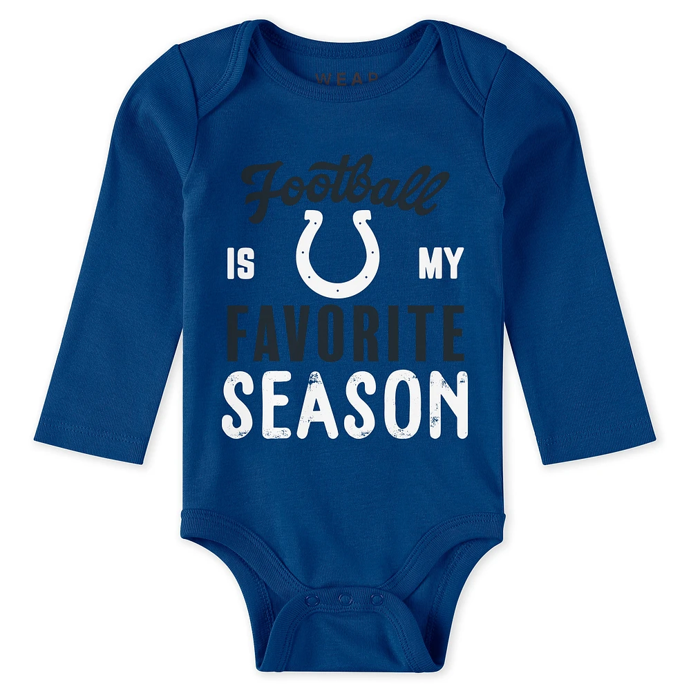 Newborn & Infant WEAR by Erin Andrews Indianapolis Colts Three-Piece Turn Me Around Bodysuits Pant Set