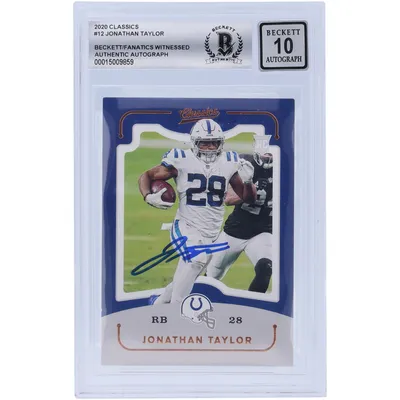 Jonathan Taylor Indianapolis Colts Panini America Autographed 2020 Panini Chronicles Classics #CL-12 Beckett Fanatics Witnessed Authenticated 10 Rookie Card