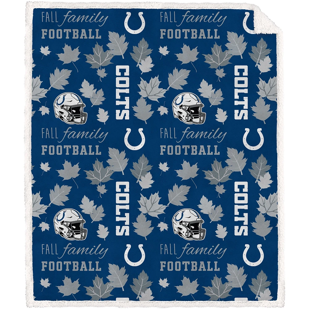 Couverture Sherpa en flanelle polaire Pegasus Indianapolis Colts automne, famille et football