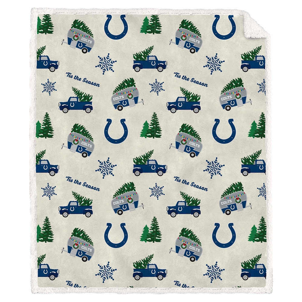 Couverture polaire en flanelle Sherpa Pegasus Indianapolis Colts Holiday Truck Repeat 50" x 60"