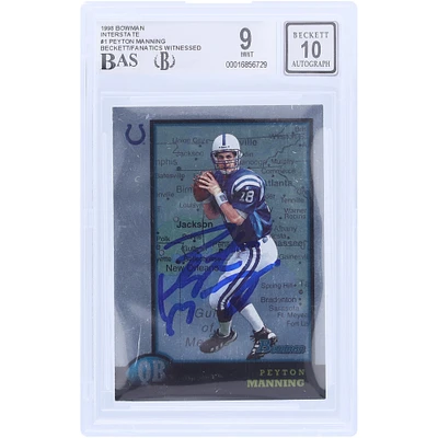 Peyton Manning Indianapolis Colts Autographed 1998 Bowman Interstate #1 Beckett Fanatics Witnessed Authenticated /10 Rookie Card