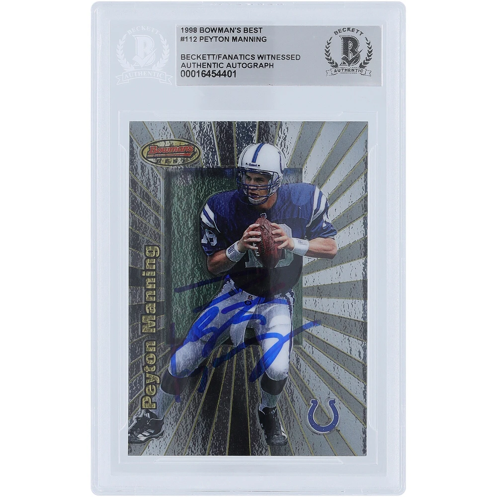 Peyton Manning Indianapolis Colts Autographed 1998 Bowman's Best #112 Beckett Fanatics Witnessed Authenticated Rookie Card
