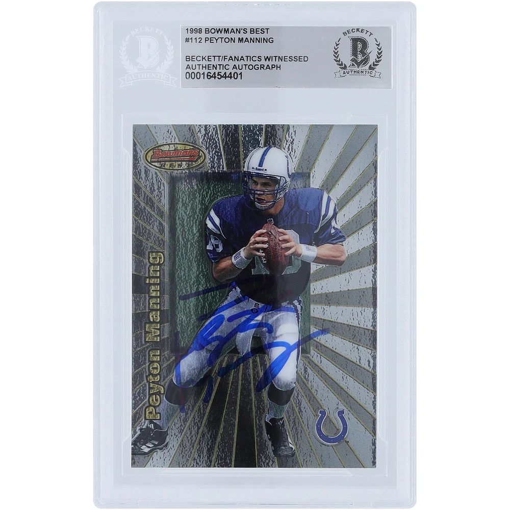 Peyton Manning Indianapolis Colts Autographed 1998 Bowman's Best #112 Beckett Fanatics Witnessed Authenticated Rookie Card