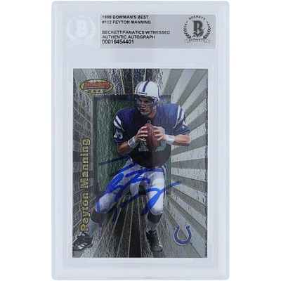 Peyton Manning Indianapolis Colts Autographed 1998 Bowman's Best #112 Beckett Fanatics Witnessed Authenticated Rookie Card
