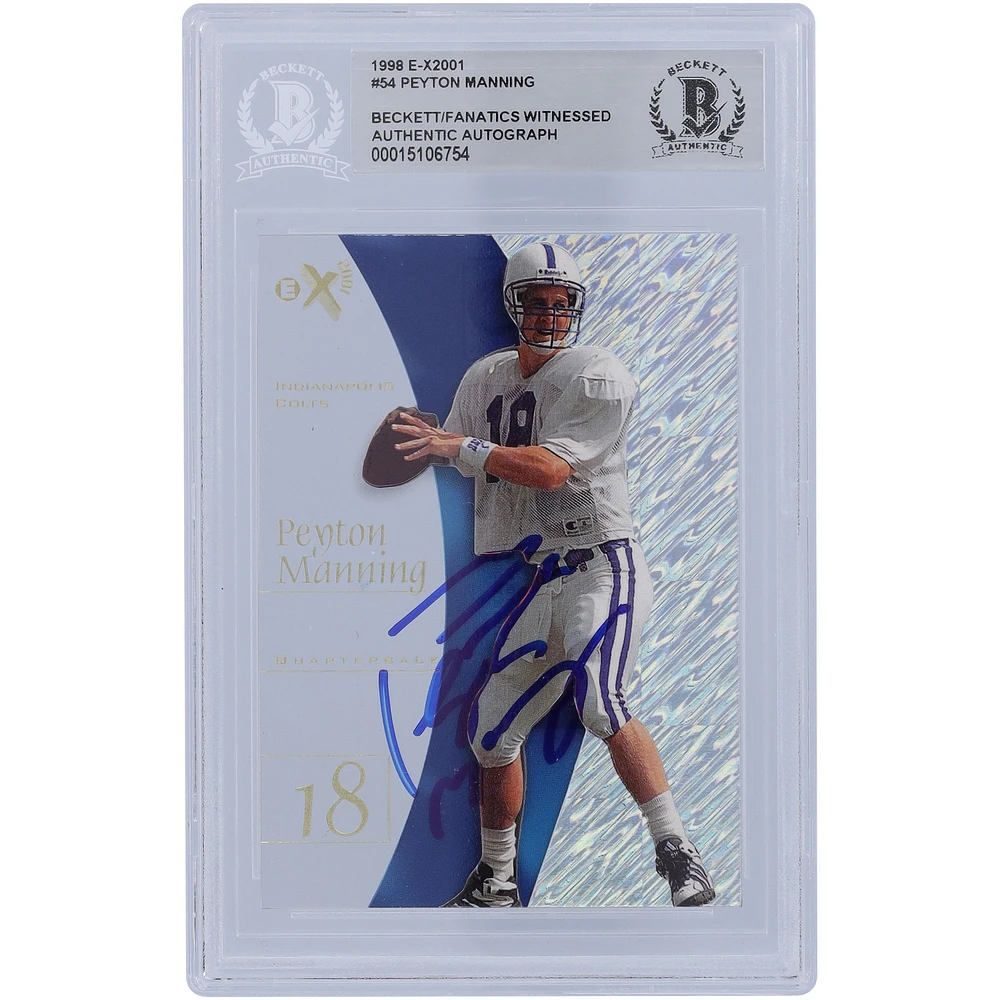 Peyton Manning Indianapolis Colts Autographed 1998 Skybox E-X2001 #54 Beckett Fanatics Witnessed Authenticated Rookie Card