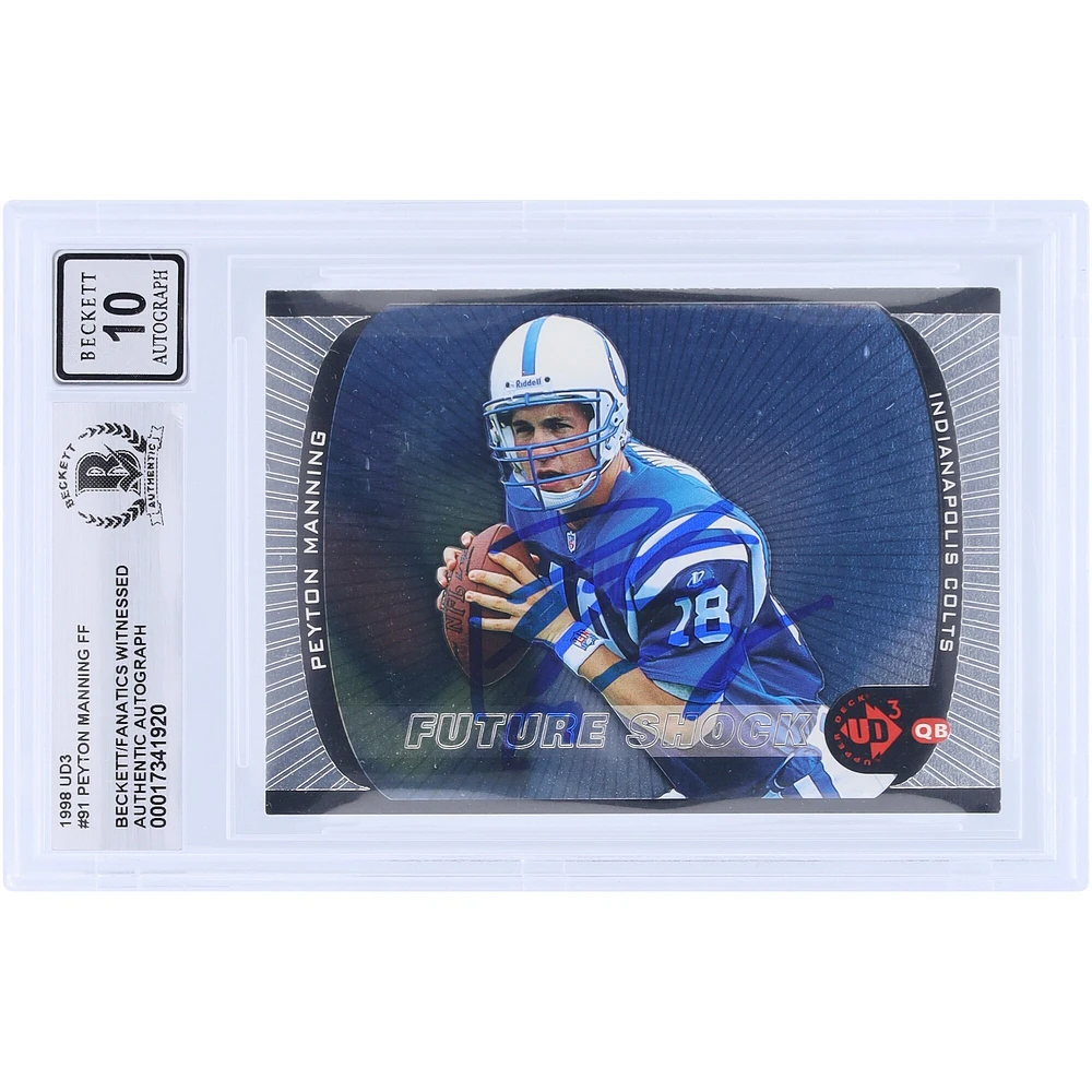 Peyton Manning Indianapolis Colts Autographed 1998 Upper Deck UD3 FF #91 Beckett Fanatics Witnessed Authenticated 10 Rookie Card 