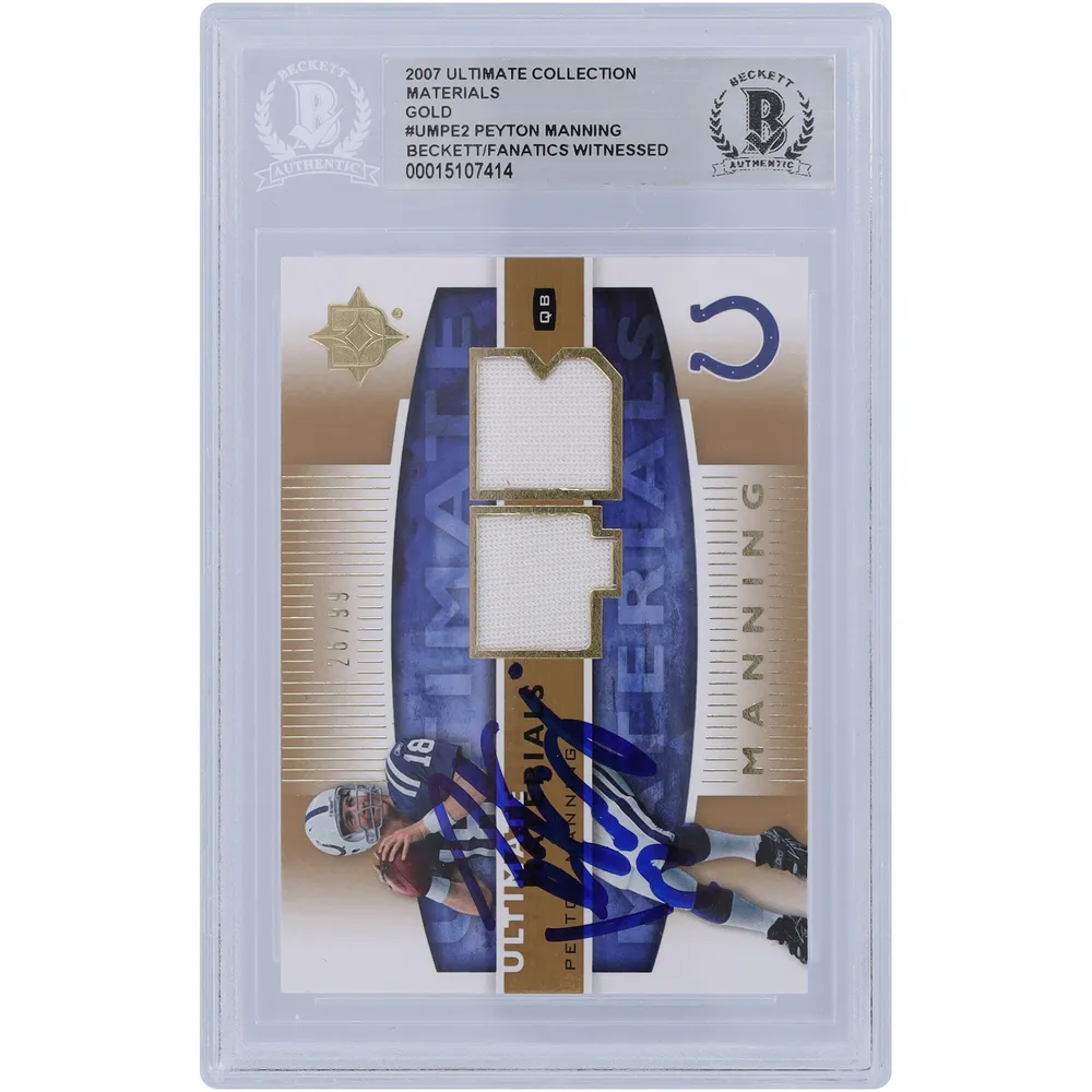 Lids Peyton Manning Indianapolis Colts Autographed 2007 Upper Deck Ultimate  Collection Dual Relic Gold #UM-PE2 #26/99 Beckett Fanatics Witnessed  Authenticated Card