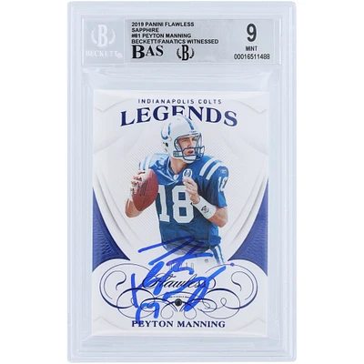 Peyton Manning Indianapolis Colts Autographed 2019 Panini Flawless Sapphire #81 #/10 Beckett Fanatics Witnessed Authenticated 9/10 Card 