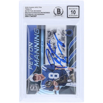 Peyton Manning Indianapolis Colts Autographed 2020 Panini Spectra Tribute 2009 MVP #T-PM6 #/99 Beckett Fanatics Witnessed Authenticated 10 Card 