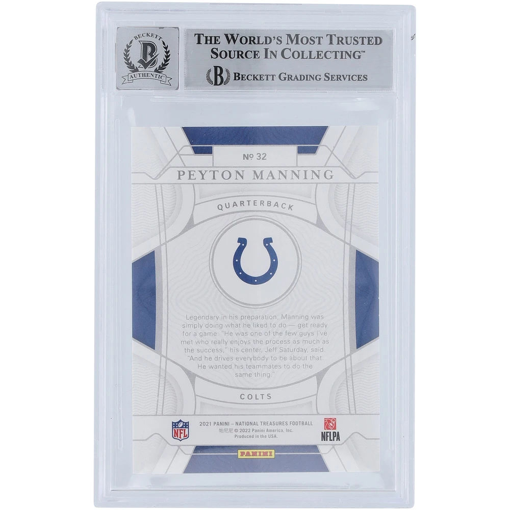 Peyton Manning Indianapolis Colts Autographed 2021 Panini National Treasures Purple #32 #/49 Beckett Fanatics Witnessed Authenticated 10 Card