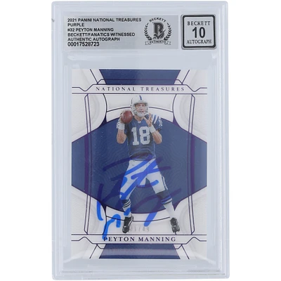 Peyton Manning Indianapolis Colts Autographed 2021 Panini National Treasures Purple #32 #/49 Beckett Fanatics Witnessed Authenticated 10 Card