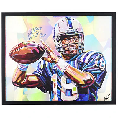Peyton Manning Indianapolis Colts Autographed Framed 24" x 30" Original Artwork on Wood Panel with "The Sheriff" Inscription - Art by Shawn Voelker - Limited Edition #1/1