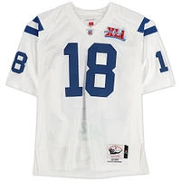 Peyton Manning Indianapolis Colts Autographed White Mitchell & Ness Authentic Jersey with Art by David Arrigo and "HOF 21" Inscription - RG13339424