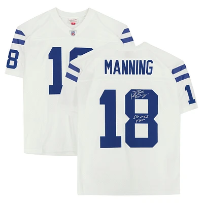 Peyton Manning Indianapolis Colts Autographed White Mitchell & Ness Replica Jersey with "SB XLI MVP" Inscription