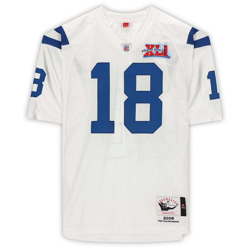 Peyton Manning Indianapolis Colts Autographed White Mitchell & Ness Super Bowl Authentic Jersey with "SB XLI MVP" Inscription