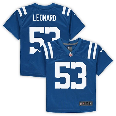 Maillot de match Nike Shaquille Leonard Royal Indianapolis Colts pour enfants d'âge préscolaire