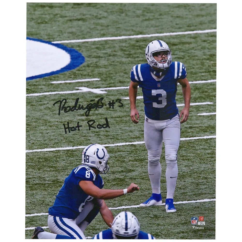 Lids Rodrigo Blankenship Indianapolis Colts Fanatics Authentic Autographed  8' x 10' Field Goal Kick Photograph with 'Hot Rod' Inscription