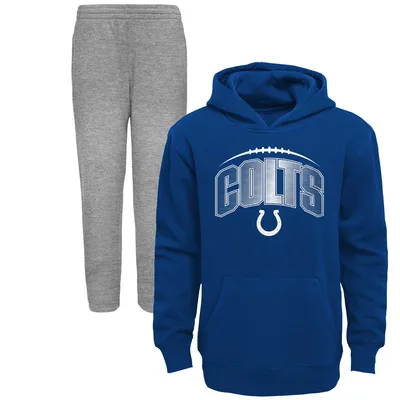 Indianapolis Colts Toddler Double-Up Pullover Hoodie & Pants Set - Royal/Heather Gray