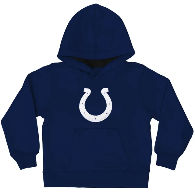 Men's Mitchell & Ness Royal Indianapolis Colts Home Advantage Raglan Short  Sleeve Pullover Hoodie