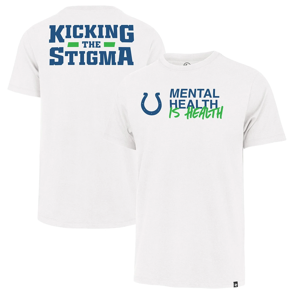 T-shirt unisexe blanc « 47 Indianapolis Colts Mental Health is Health » pour vaincre la stigmatisation Franklin