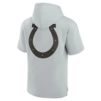 Sweat à capuche unisexe gris manches courtes en polaire ultra douce des Indianapolis Colts Elements