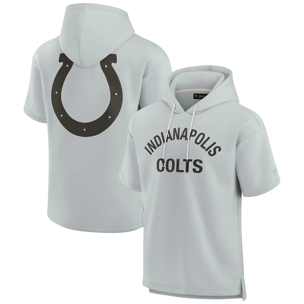 Sweat à capuche unisexe gris manches courtes en polaire ultra douce des Indianapolis Colts Elements