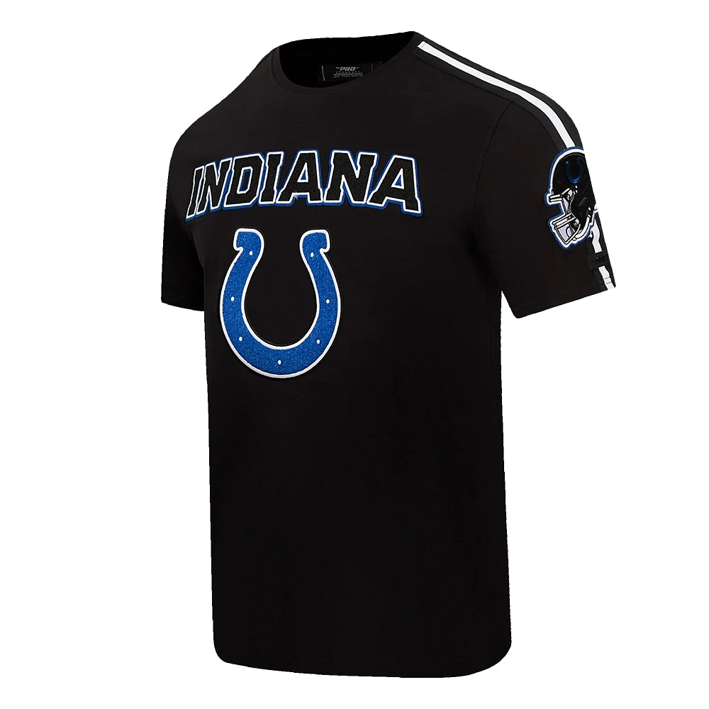 T-shirt unisexe Pro Standard noir à rayures sur les épaules Indianapolis Colts Indiana Nights