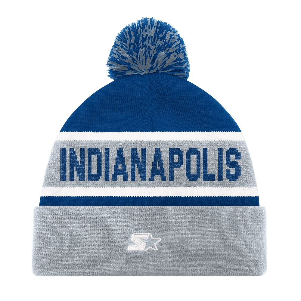 Unisex Starter Gray Indianapolis Colts Cuffed Knit Hat with Pom