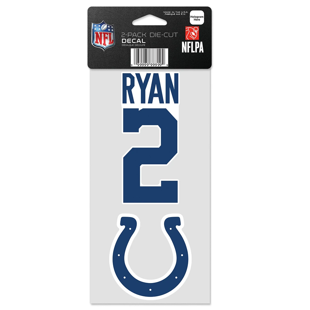 WinCraft Matt Ryan Indianapolis Colts 10,2 x 20,3 cm Lot de 2 décalcomanies Player Perfect Cut